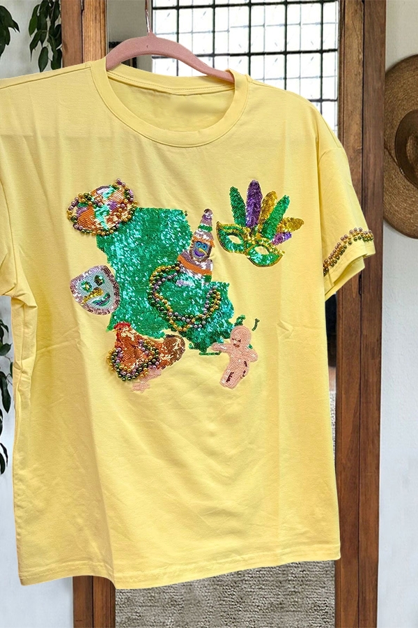 Mardi Gras Beaded Mask T-Shirt