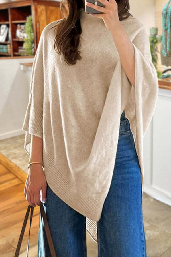 Plain Loose Elegant Fashion Knit Shawl