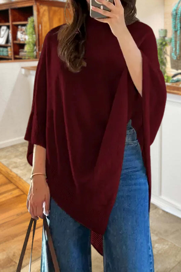 Plain Loose Elegant Fashion Knit Shawl