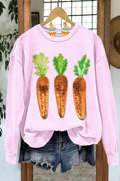 Easter Glitter Bunny Carrot Sweatshirt