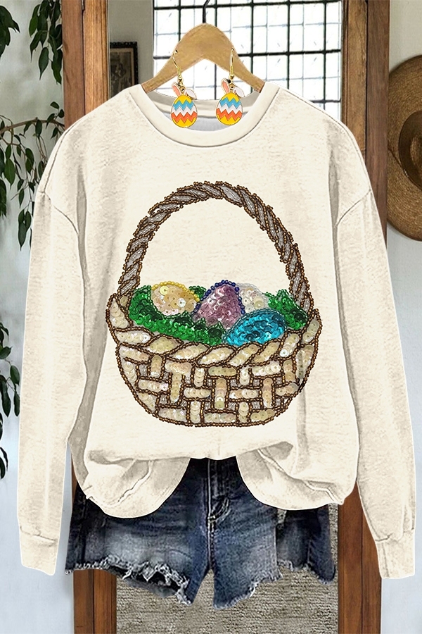 Easter Glitter Egg Basket Sweatshirt