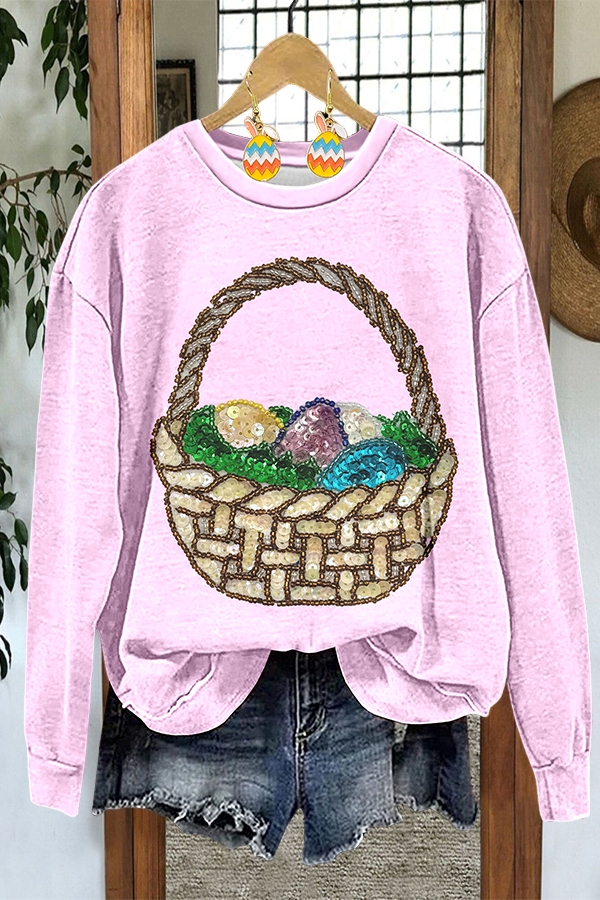 Easter Glitter Egg Basket Sweatshirt