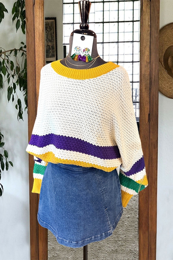 Mardi Gras Simple Striped Sweater