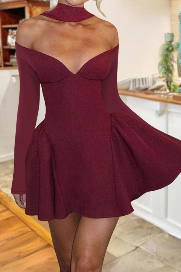 Party & Wedding Solid Off Shoulder Dress