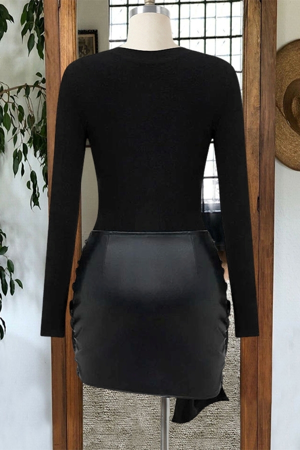 Patchwork Knot Side Twist Front Mini Dress