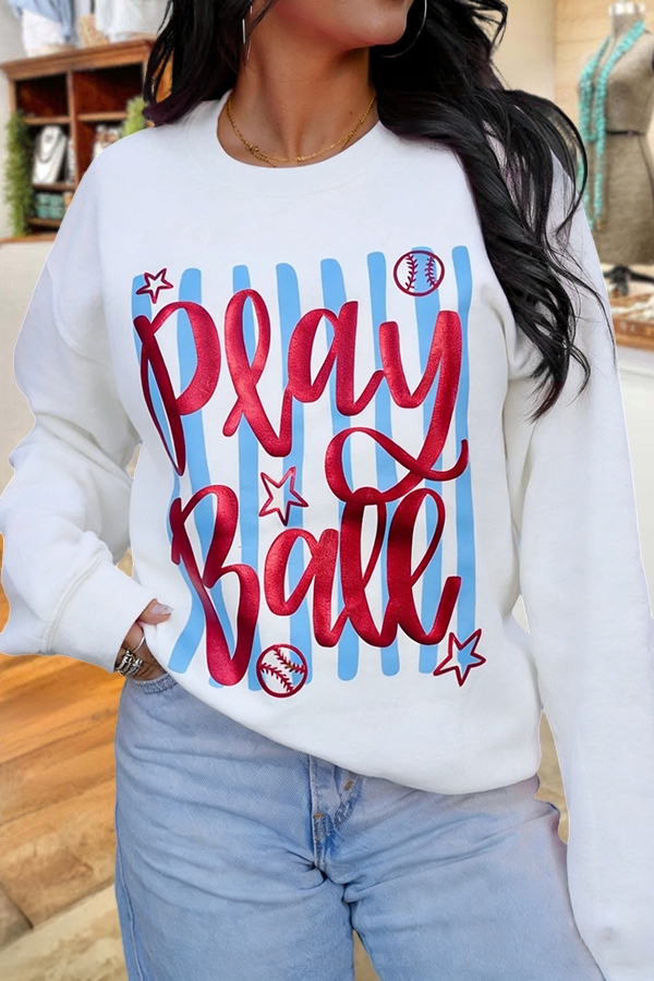 Baseball Stripe Play Ball Sweatshirt