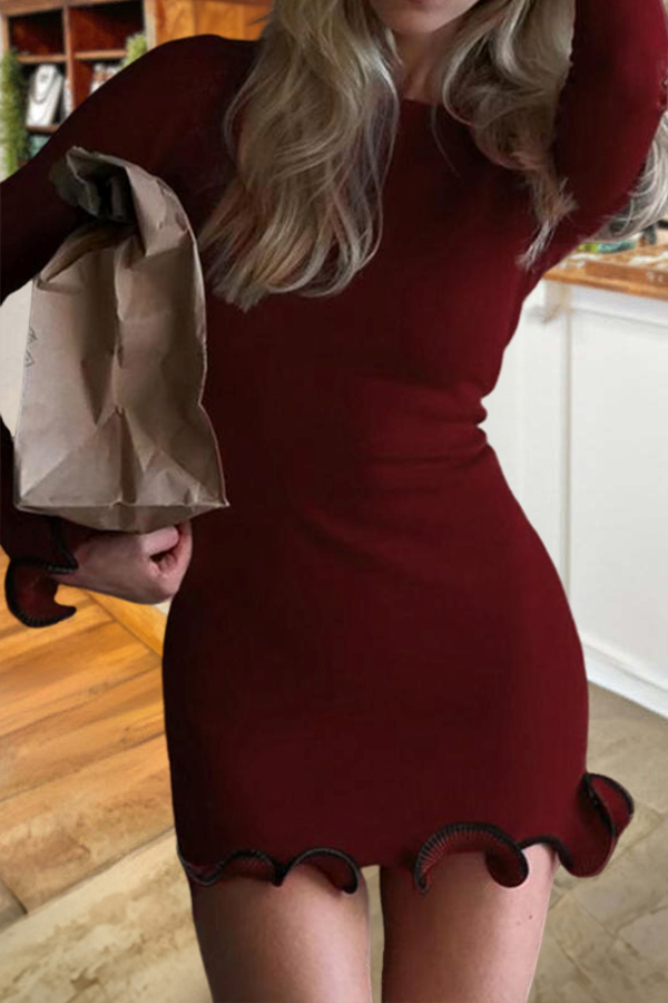 Long-Sleeved Ruffled Mini Dress