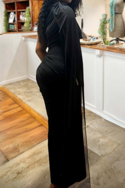 Women's One Shoulder Formal Evening Maxi Dress