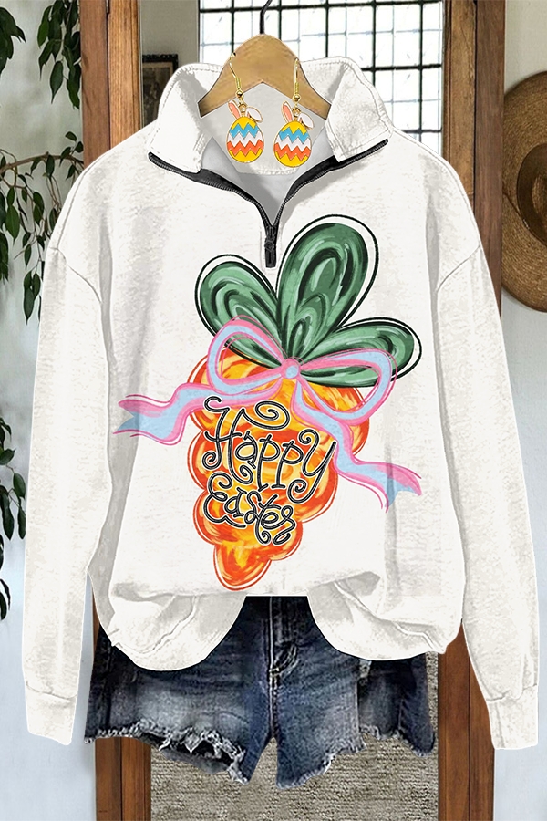 Happy Easter Carrot Zipper Sweatshirt