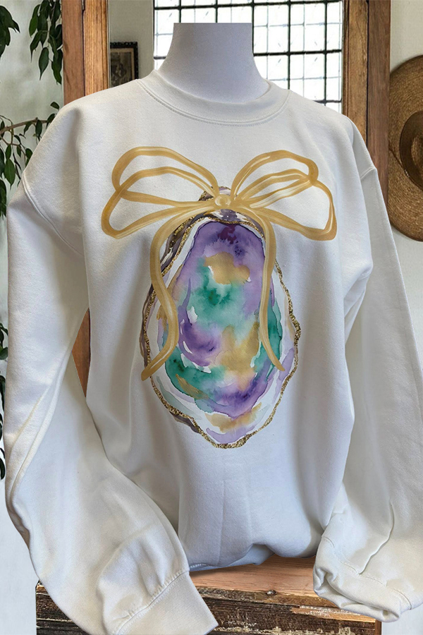 Mardi Gras Oyster Bow Sweatshirt
