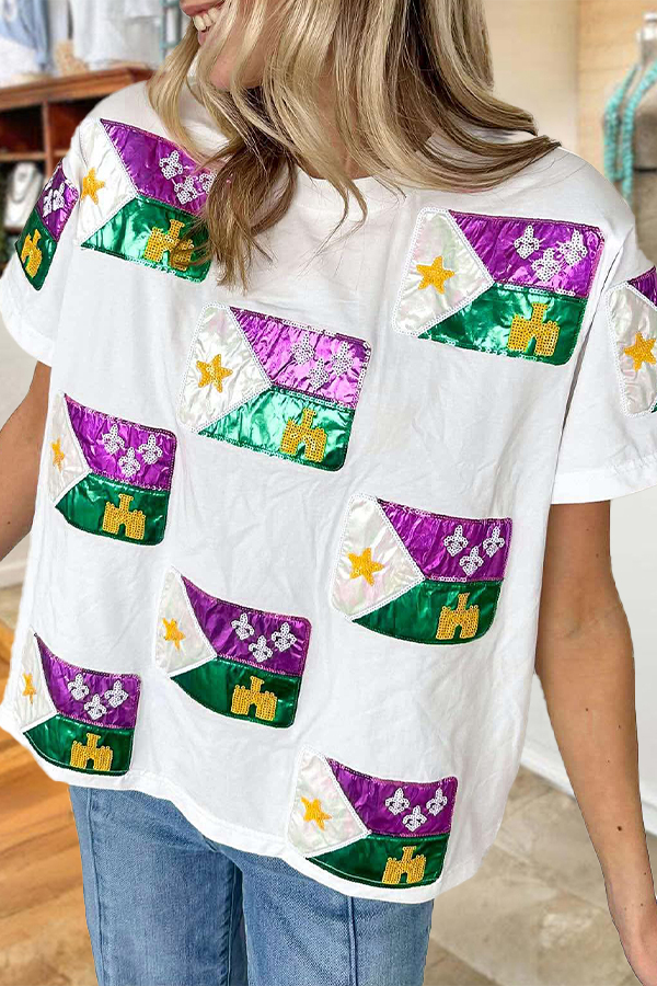 Mardi Gras Scattered Acadian Flag Shirt