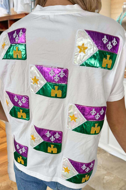 Mardi Gras Scattered Acadian Flag Shirt