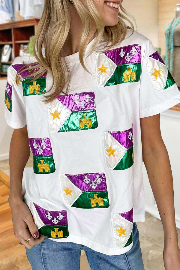 Mardi Gras Scattered Acadian Flag Shirt