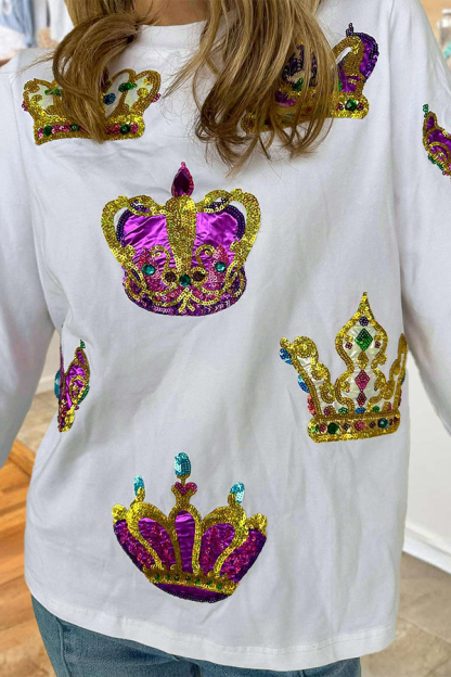 Mardi Gras Crown Long Sleeve Top