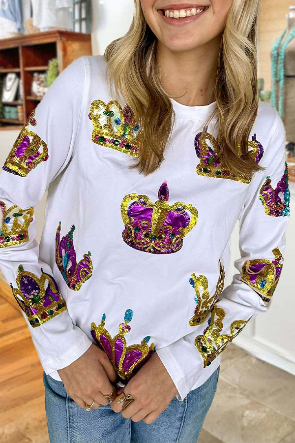Women's top | Mardi Gras Crown Long Sleeve Top |ladyboutiquebd