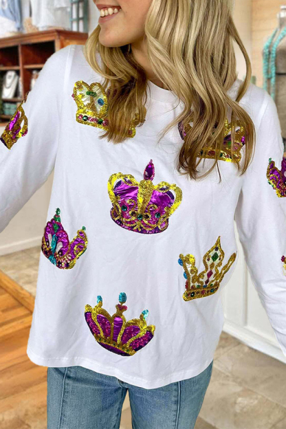 Mardi Gras Crown Long Sleeve Top