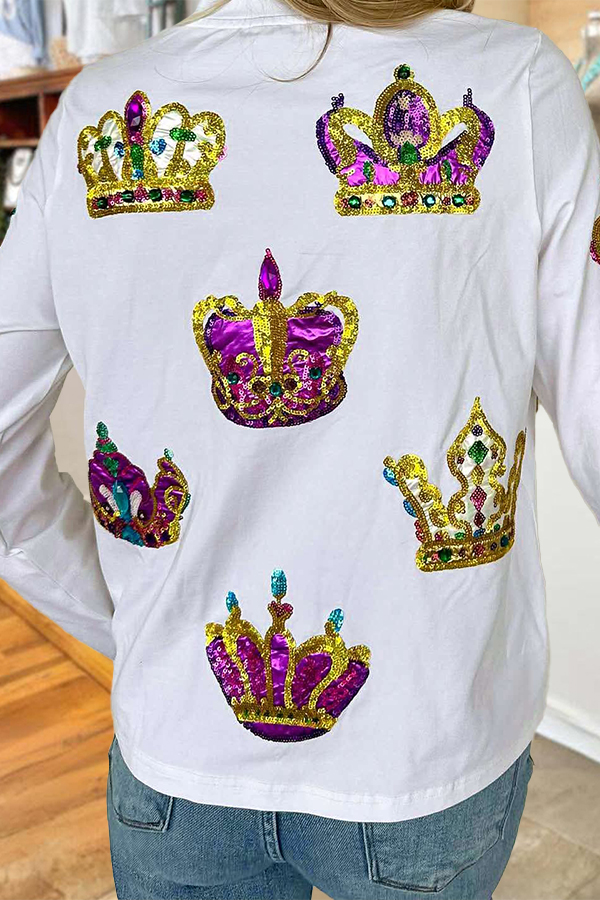 Mardi Gras Crown Long Sleeve Top