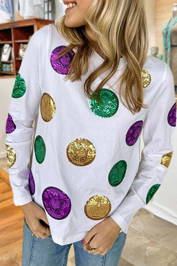 Mardi Gras Scattered Doubloon Long sleeve Top