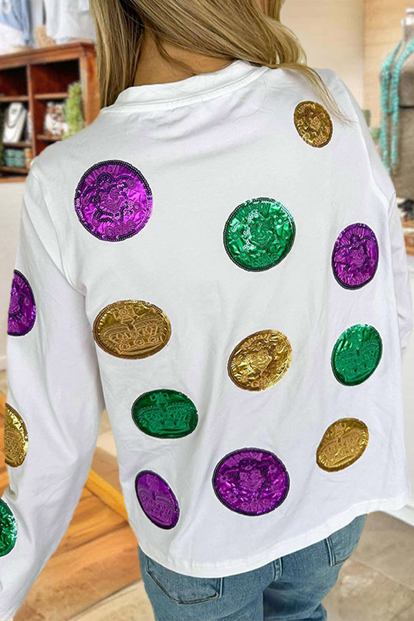 Mardi Gras Scattered Doubloon Long sleeve Top