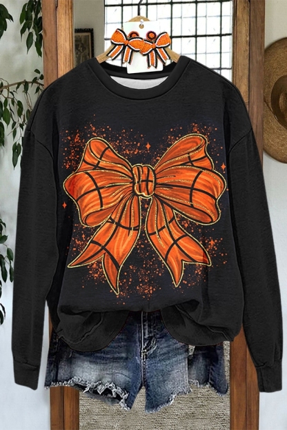 Sparkling Bow Basketball Sweatshirt