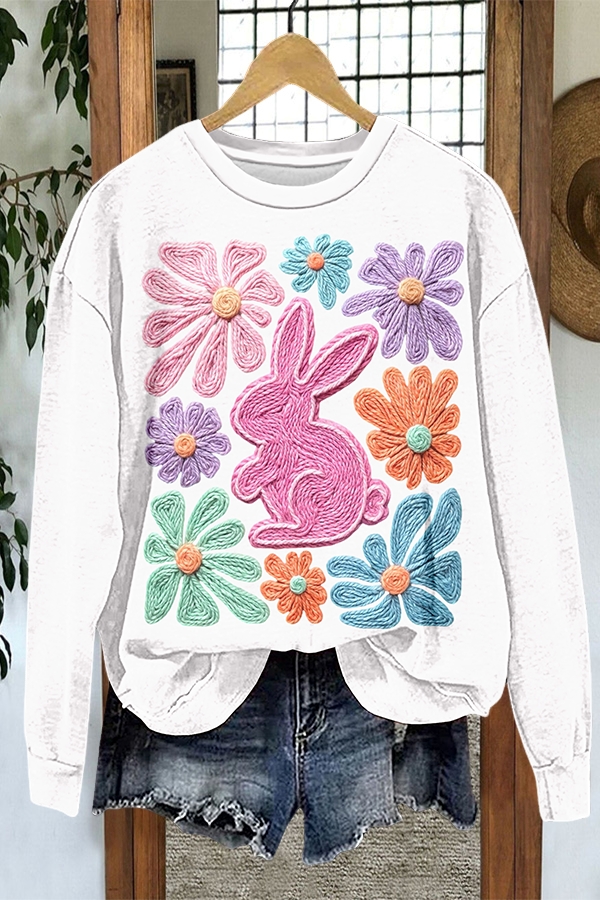 Easter Colorful Floral Bunny Sweatshirt