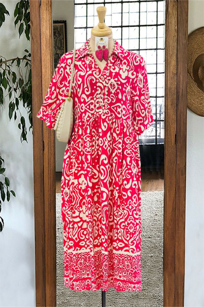 Paisley Floral Print Shirt Dress