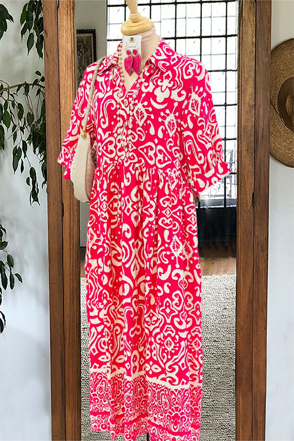 Paisley Floral Print Shirt Dress