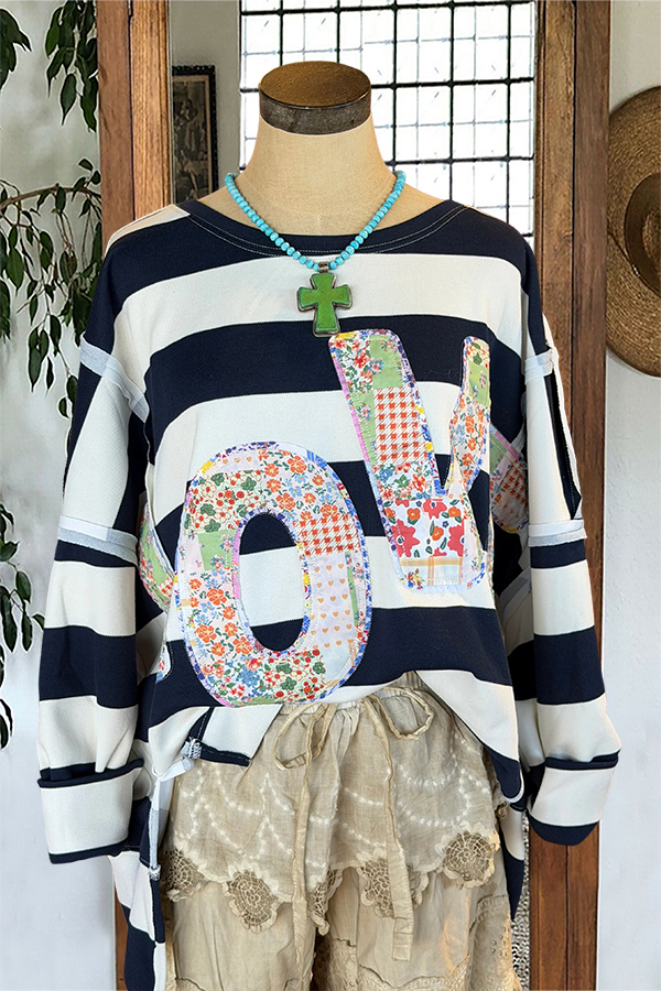 Valentine's Day Love Striped Sweatshirt