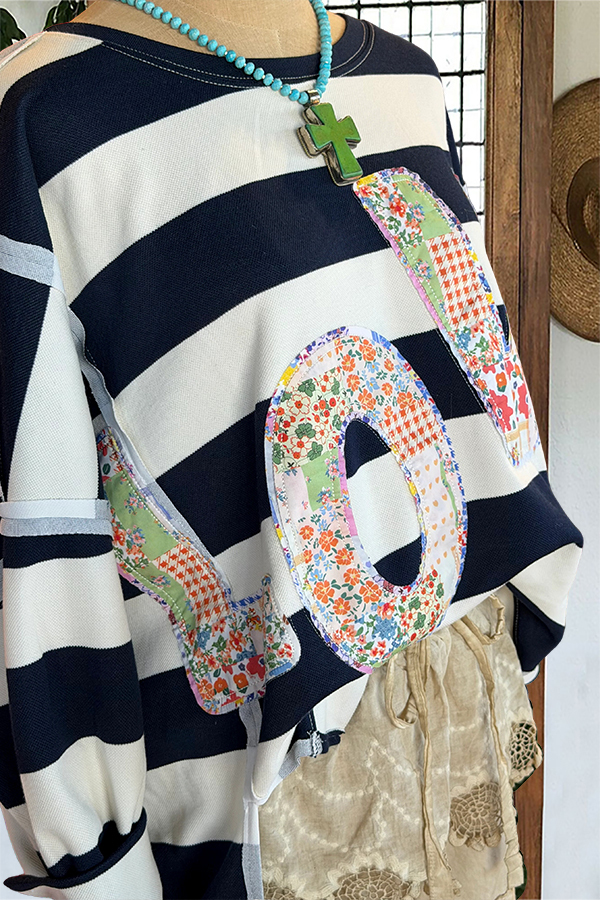 Valentine's Day Love Striped Sweatshirt