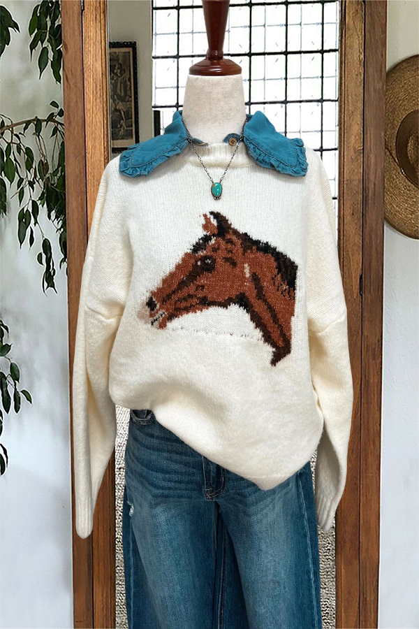 Western Horse Pattern Sweater