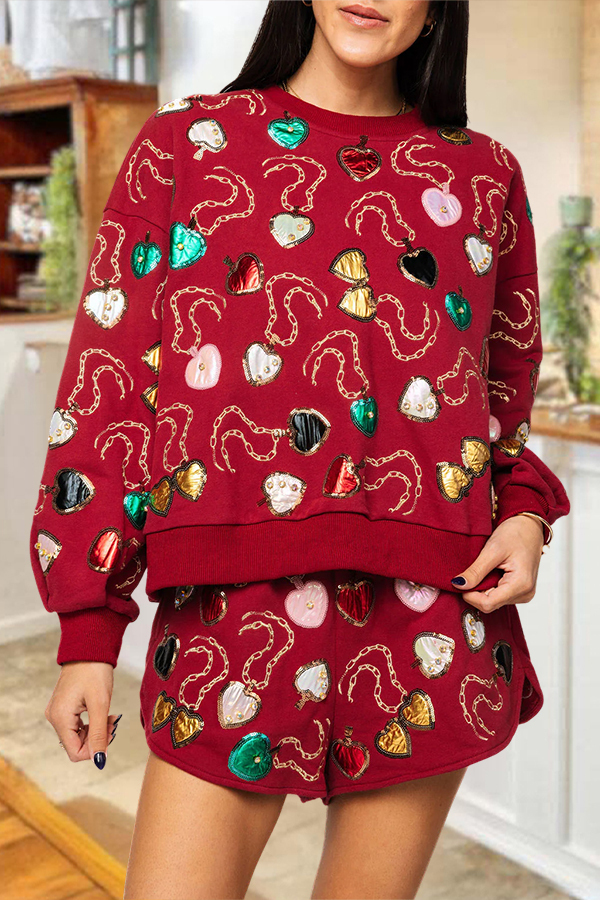 Valentine's Day Multi Heart Lockets Sweatshirt