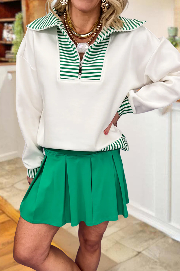 St. Patrick's Day Striped Zip-Up Sweatshirt