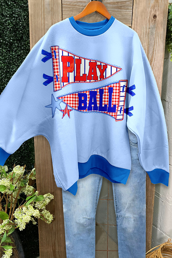 Baseball Play Ball Batwing Sleeve Sweatshirt
