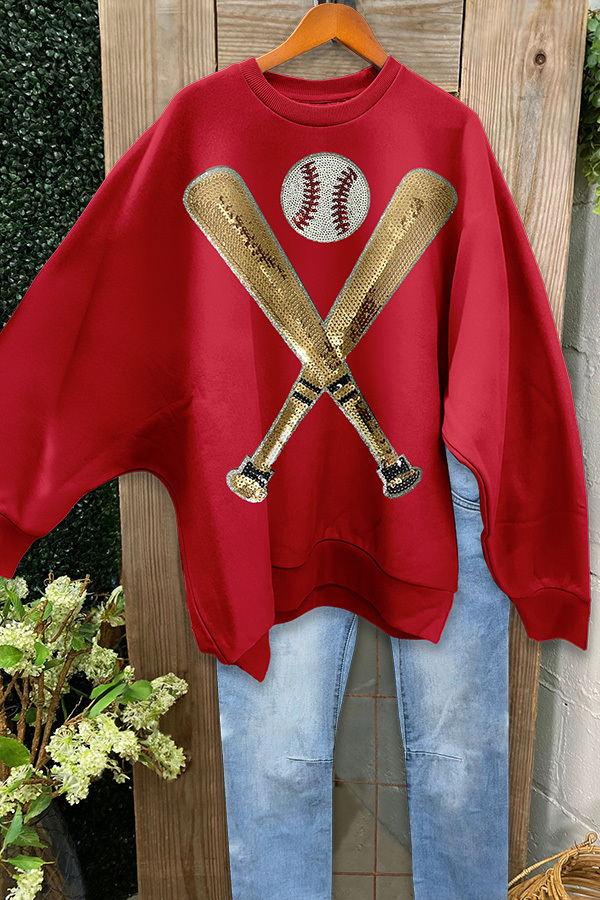 Women's sweatshirt | Sparkling Baseball Game Day Batwing Sleeve Sweatshirt |ladyboutiquebd
