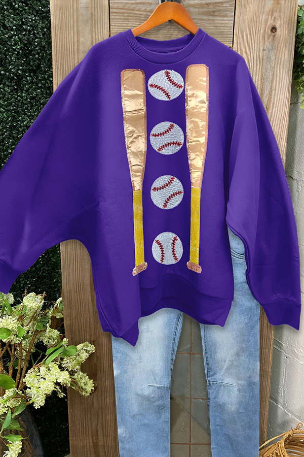 Women's sweatshirt | Baseball Purple And Gold Sweatshirt |ladyboutiquebd