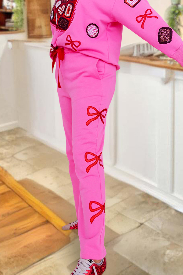 Valentine's Day Bow Wide-Leg Pants
