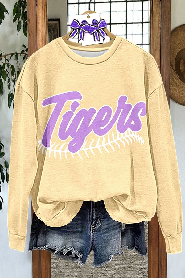Baseball Purple And Gold Tiger Sweatshirt
