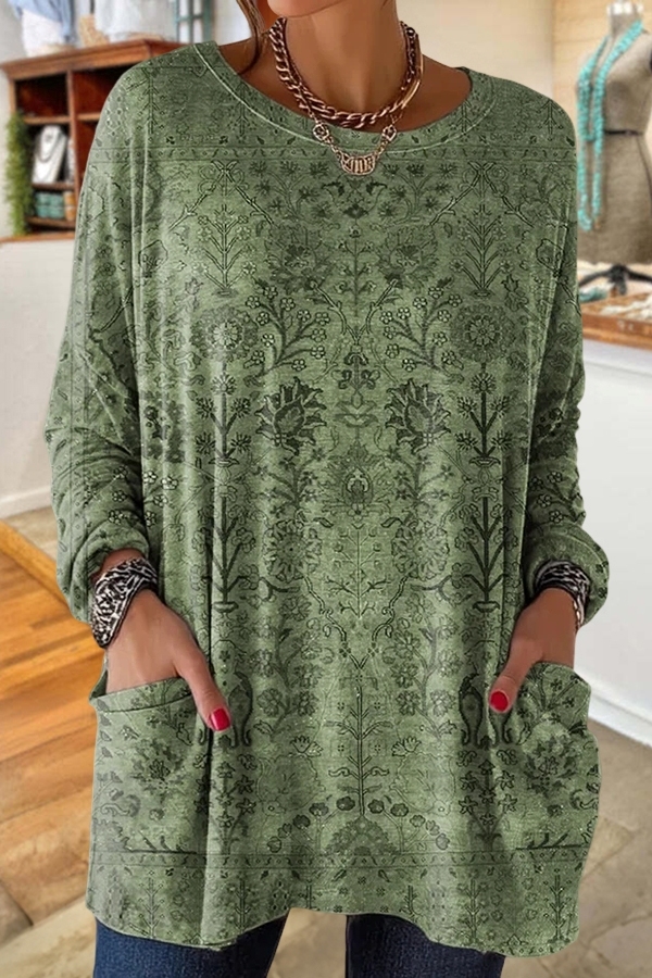 Retro Ethnic Art Print Cotton T-Shirt