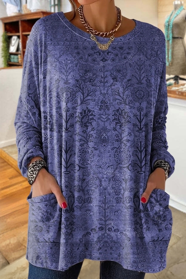 Retro Ethnic Art Print Cotton T-Shirt