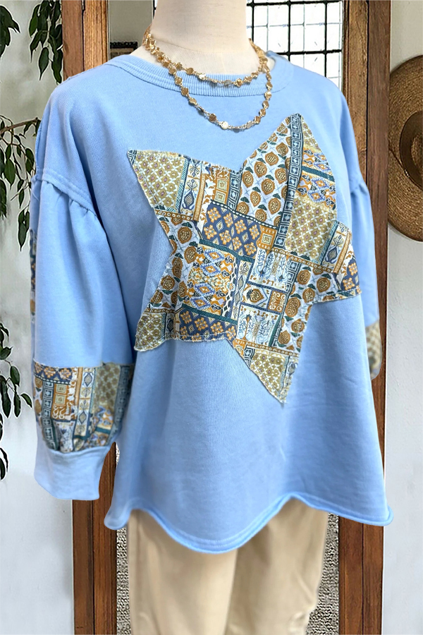 Cute Star Patchwork Sweatshirt