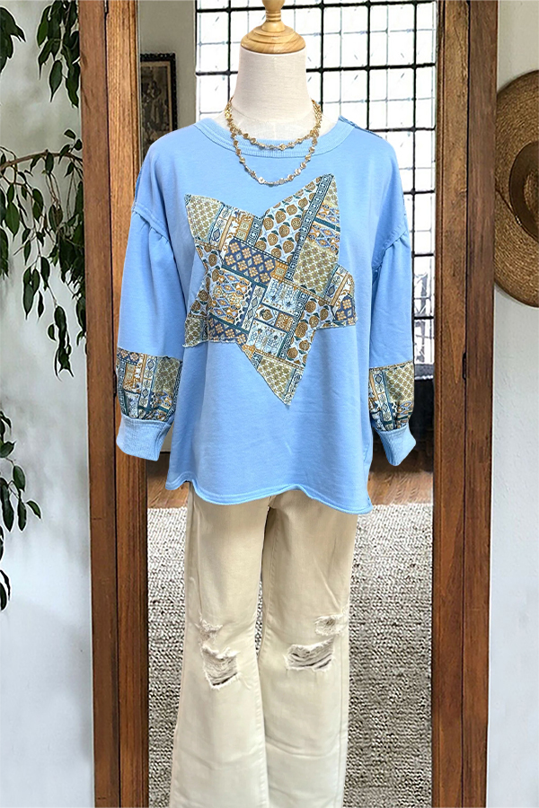 Cute Star Patchwork Sweatshirt