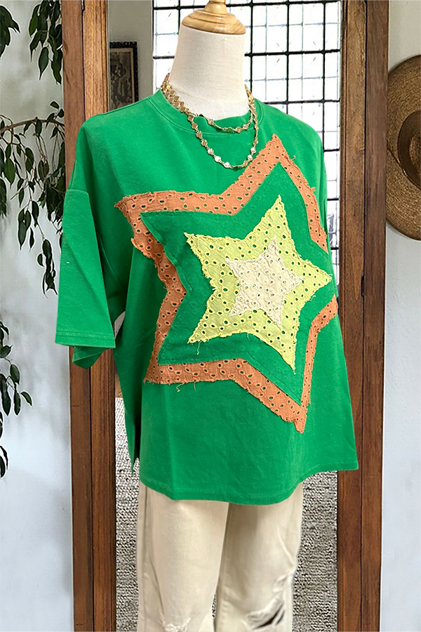 Women's t-shirt | Star Patchwork T-Shirt |ladyboutiquebd