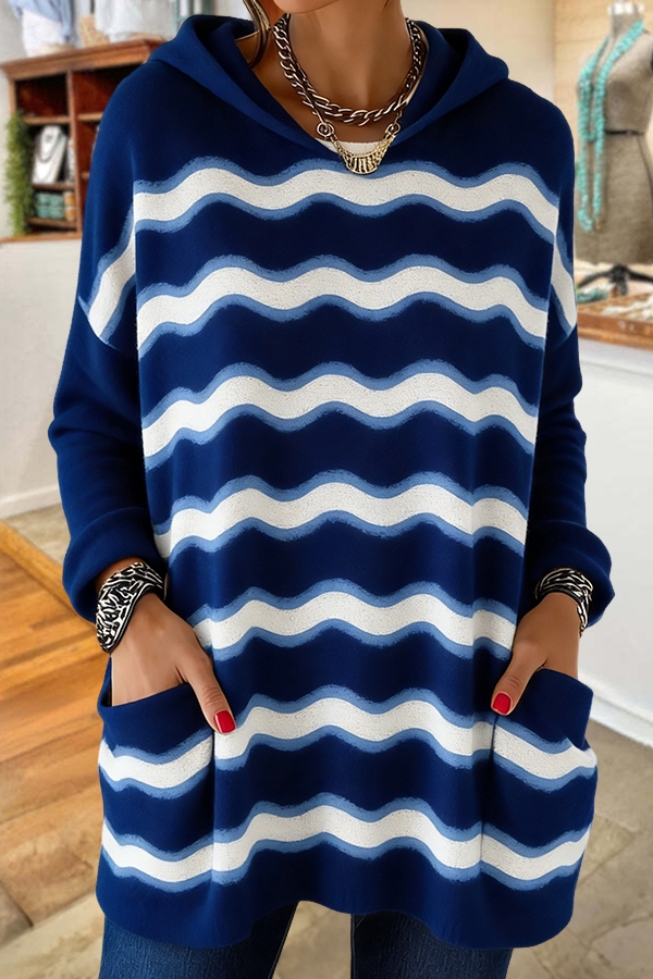 Striped Casual Hooded Sweater