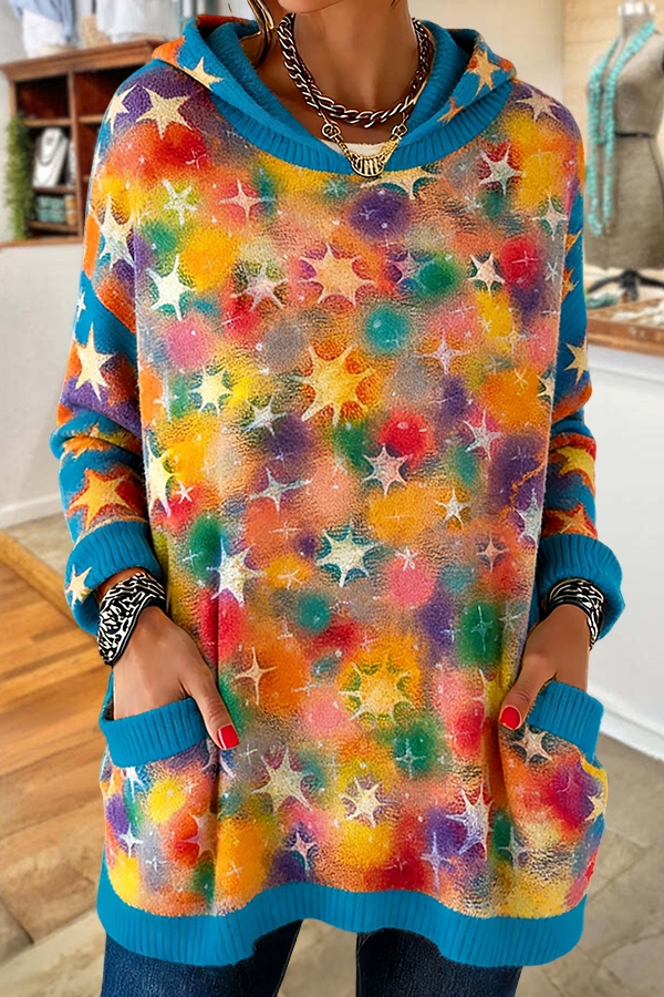 Colorful Star Hooded Sweater