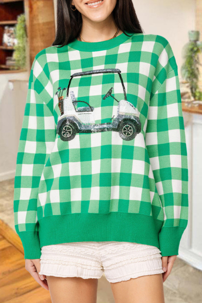 Checkered Golf Cart Sweater