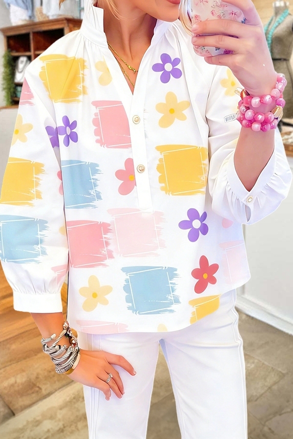 Sweet Floral Puff-Sleeved Shirt