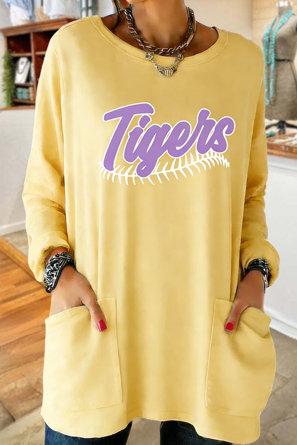 Baseball Tigers Game Day Cotton Pocket T-Shirt