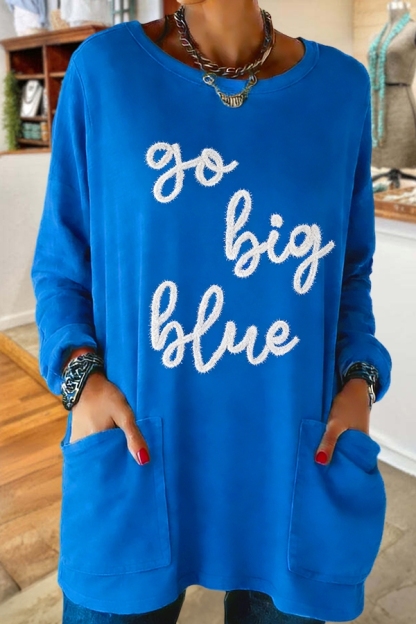 Game Day Blue Cotton Pocket T-Shirt