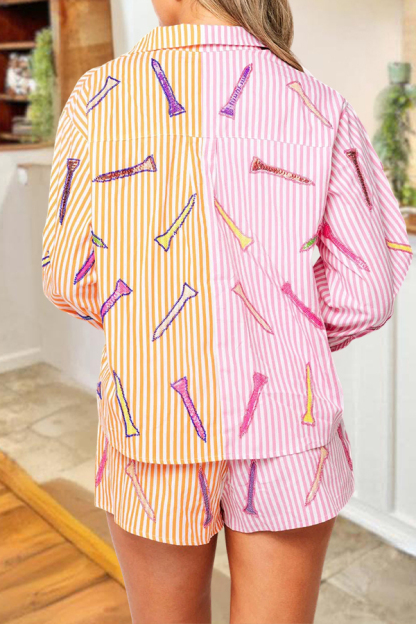 Colorblock Golf Clubs Button Up Shirt