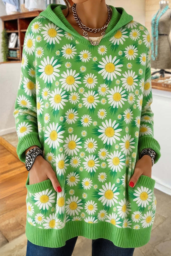 Spring Daisy Hooded Sweater